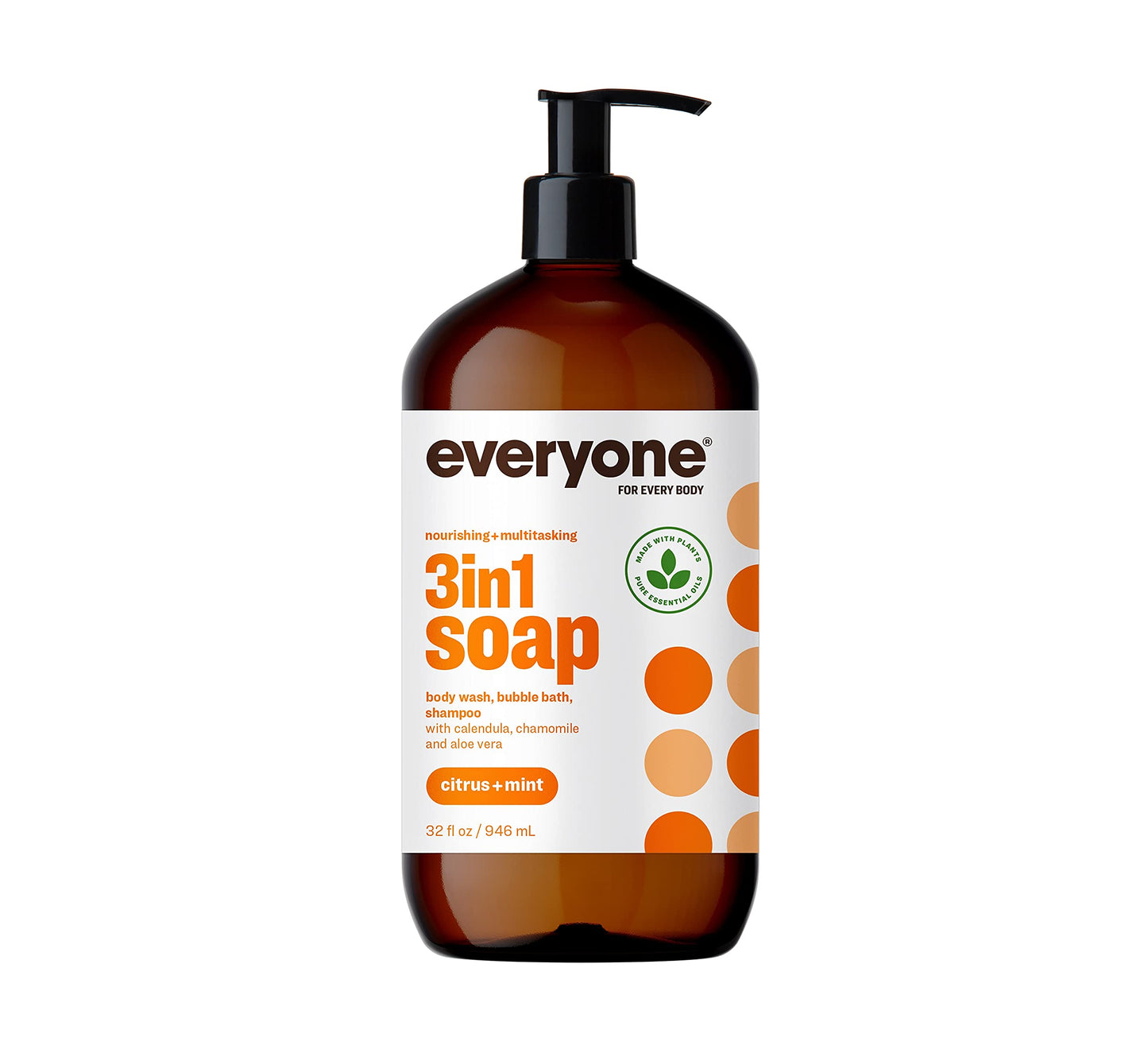 Everyone 3-in-1 Soap, Body Wash, Bubble Bath, Shampoo, 32 Ounce (Pack of 1), Citrus and Mint, made with Essential Oils for Men and Women Beauty & Personal Care everyone for every body