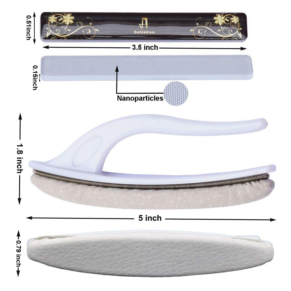 Best Washable Nano Glass Nail File with Case and Chamois Buffer for Nail Wax Cream beUakso Premium Upgrade Nail Buffer and Shine Kit For Natural Beauty & Personal Care beUakso