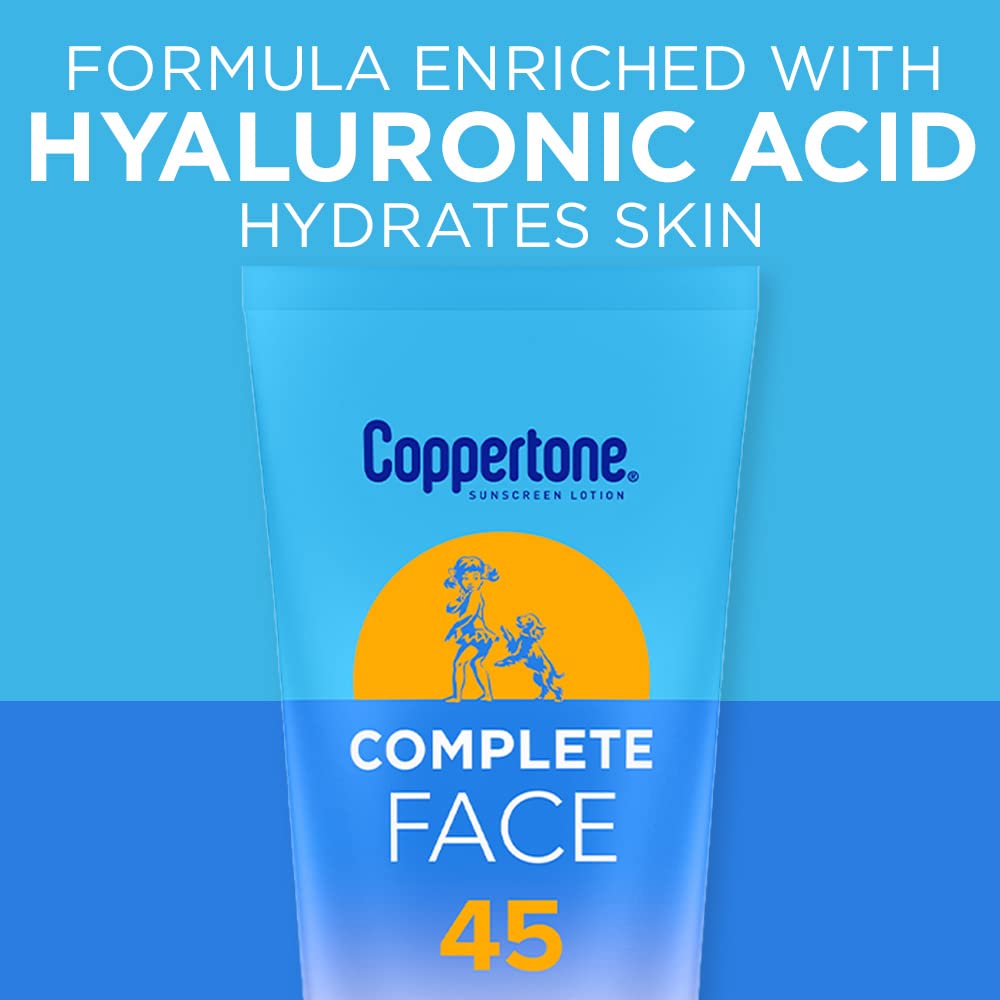 Coppertone Complete Face Sunscreen Lotion SPF 45, Weightless and Oil-Free, Water Resistant Sunscreen with Proven UVA/UVB Protection, 2.5 Fl Oz Tube Beauty & Personal Care Coppertone