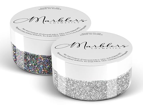 MARBLERS Twinkle Face & Body Glitter Duo [Holo Galaxy & Silver] 0.36oz (10g) | Non-Toxic | Vegan | Cruelty-Free | Eyeshadow, Nail Polish, Nail Art | Beauty & Personal Care MARBLERS
