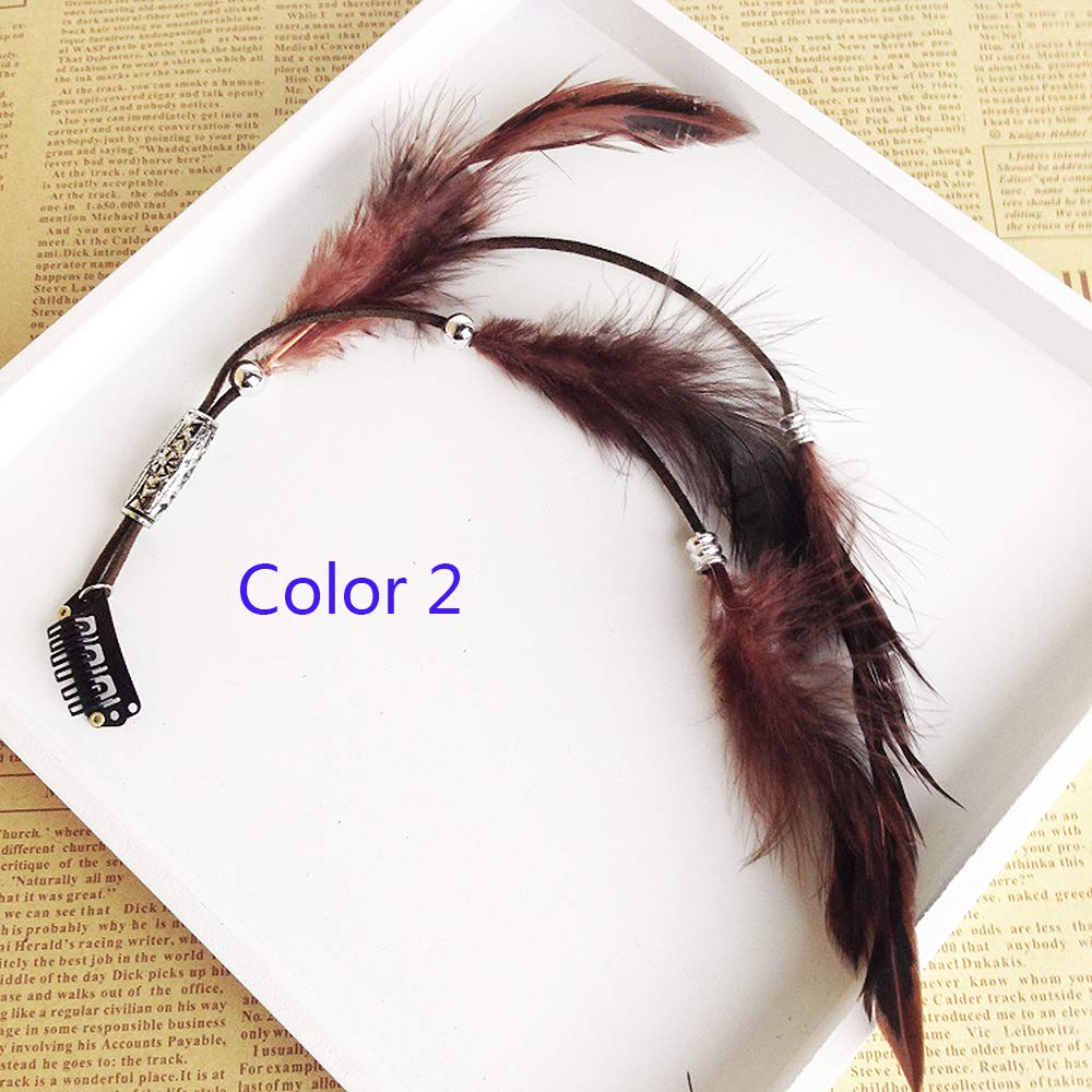 Jurxy Women Feather Hair Clips Set of 3 Handmade Boho Hippie Hair Extensions with Clip Comb Hairpin Headdress Beauty & Personal Care Jurxy