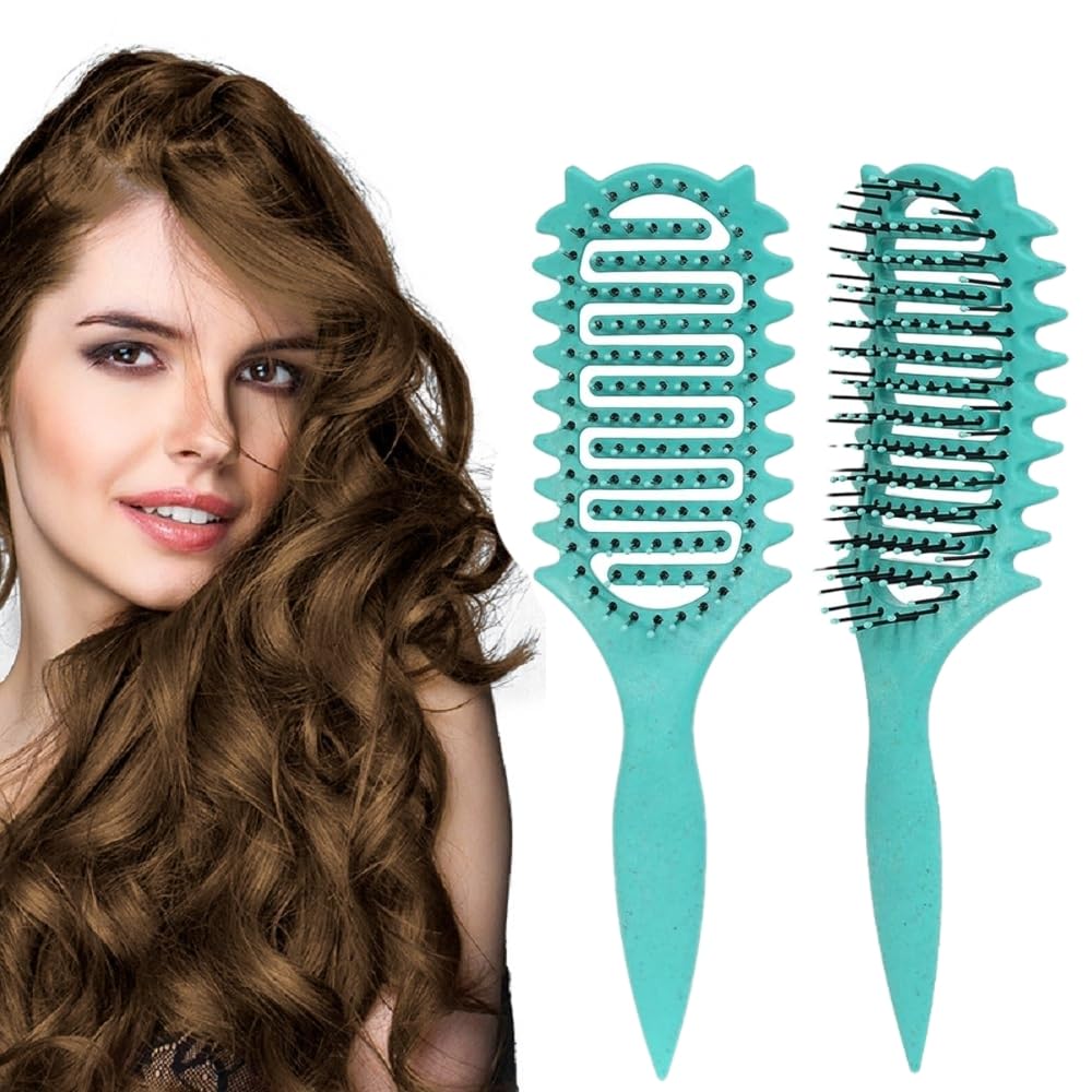 New Curl and Styling Brush for Defining Curly Hair - 2025 Vented Detangling for Wet for Combing Men's and Women's Curls, Reduces Pulling and