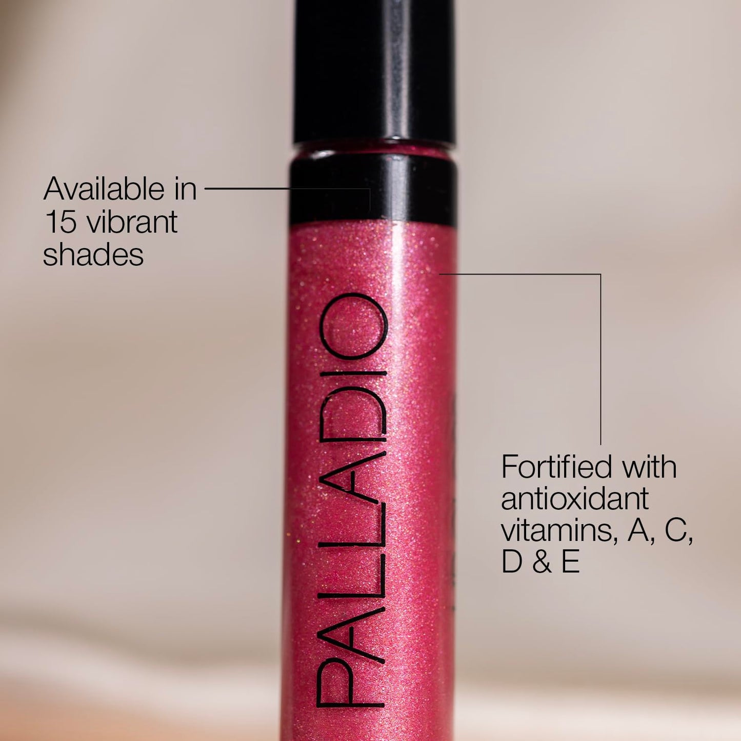 Palladio Lip Gloss, Champagne, Non-Sticky, Contains Vitamin E and Aloe, Offers Intense Color and Moisturization, Minimizes Lip Wrinkles, Softens Lips Beauty & Personal Care Palladio