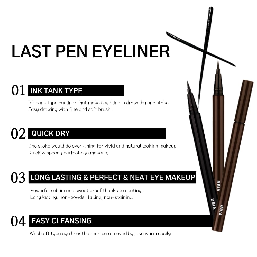 BBIA Last Pen Eyeliner - Waterproof Liquid Pen Eye Liner Long-Lasing Quick Dry Multi-Proof Easy Drawing Ink Tank Type with Precise & Flexible Fine Beauty & Personal Care BBI@ BBIA