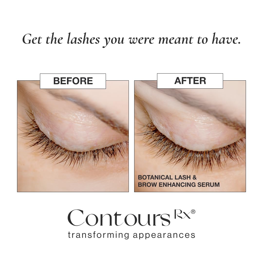 Contours Rx Botanical Lash & Brow Serum - Organic, Drug-Free Growth Formula with Peptides & Botanicals - Strengthens, Hydrates & Nourishes - 5ml Beauty & Personal Care Contours Rx