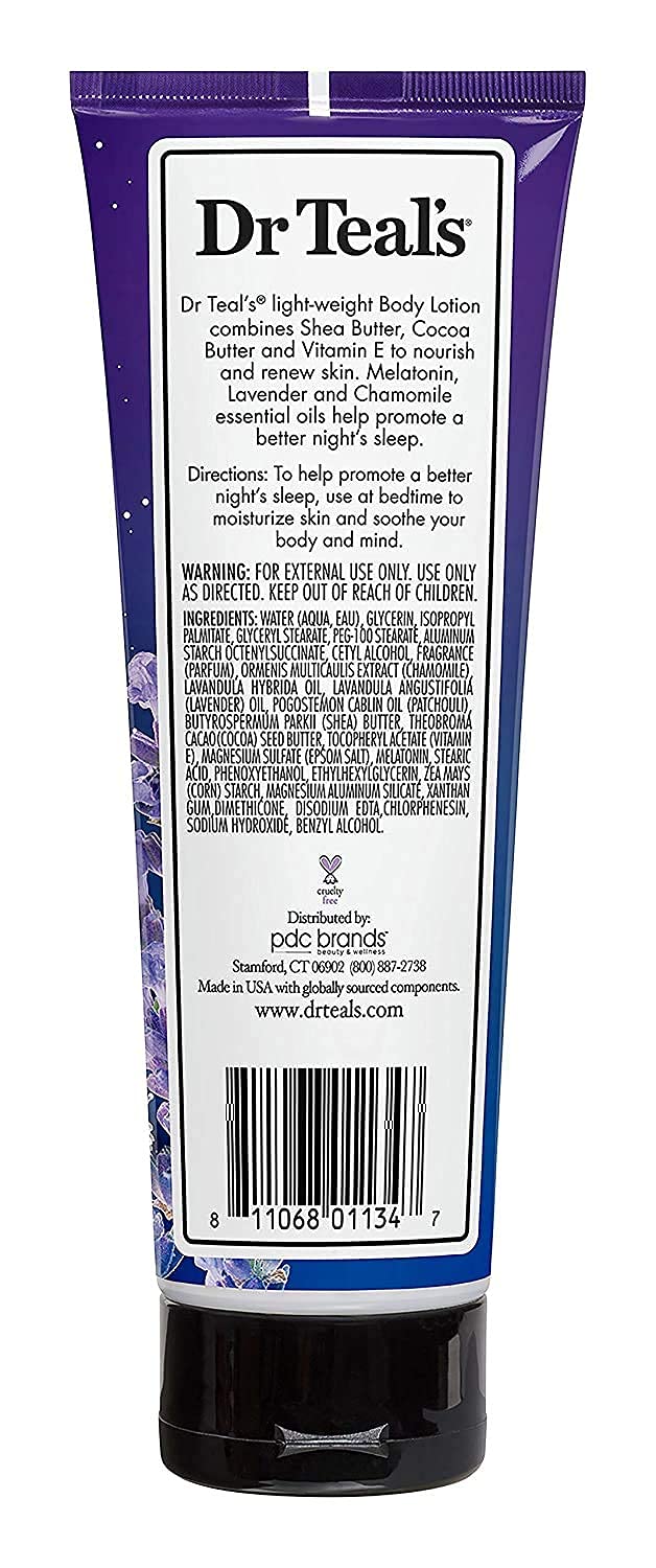 Dr Teal's Foaming Bath & Body Lotion Gift Set (2 Pack, 42oz Total) - 34oz Soothe & Sleep Lavender Foaming Bath & 8oz Nighttime Therapy Melatonin Body Beauty & Personal Care Dr Teal's