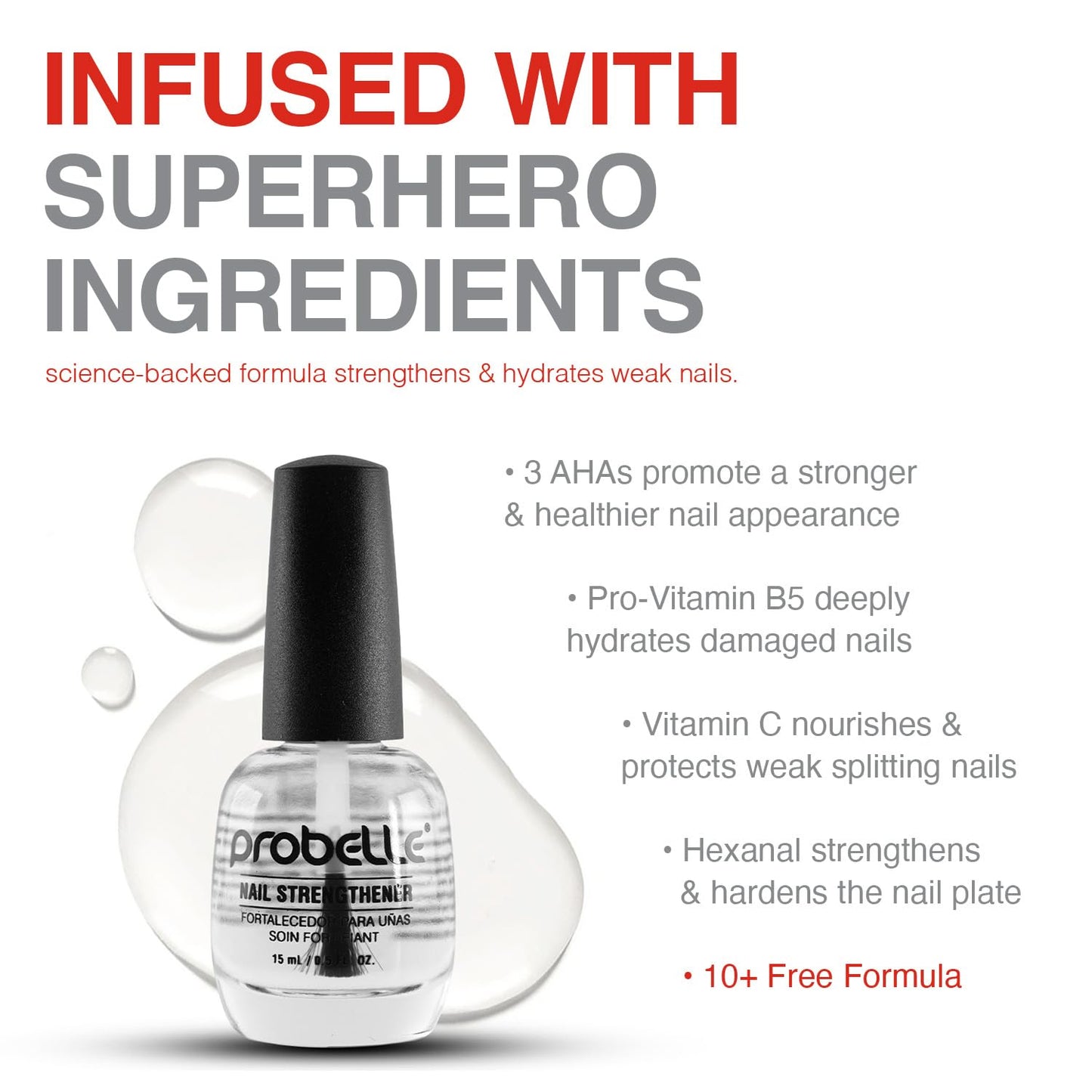 Probelle Nail Strengthener and growth, Natural Nail Strengthening Clear Nail Polish Repair Treatment, Nail Growth & Conditioning, Stops Splits, Chips Beauty & Personal Care Probelle