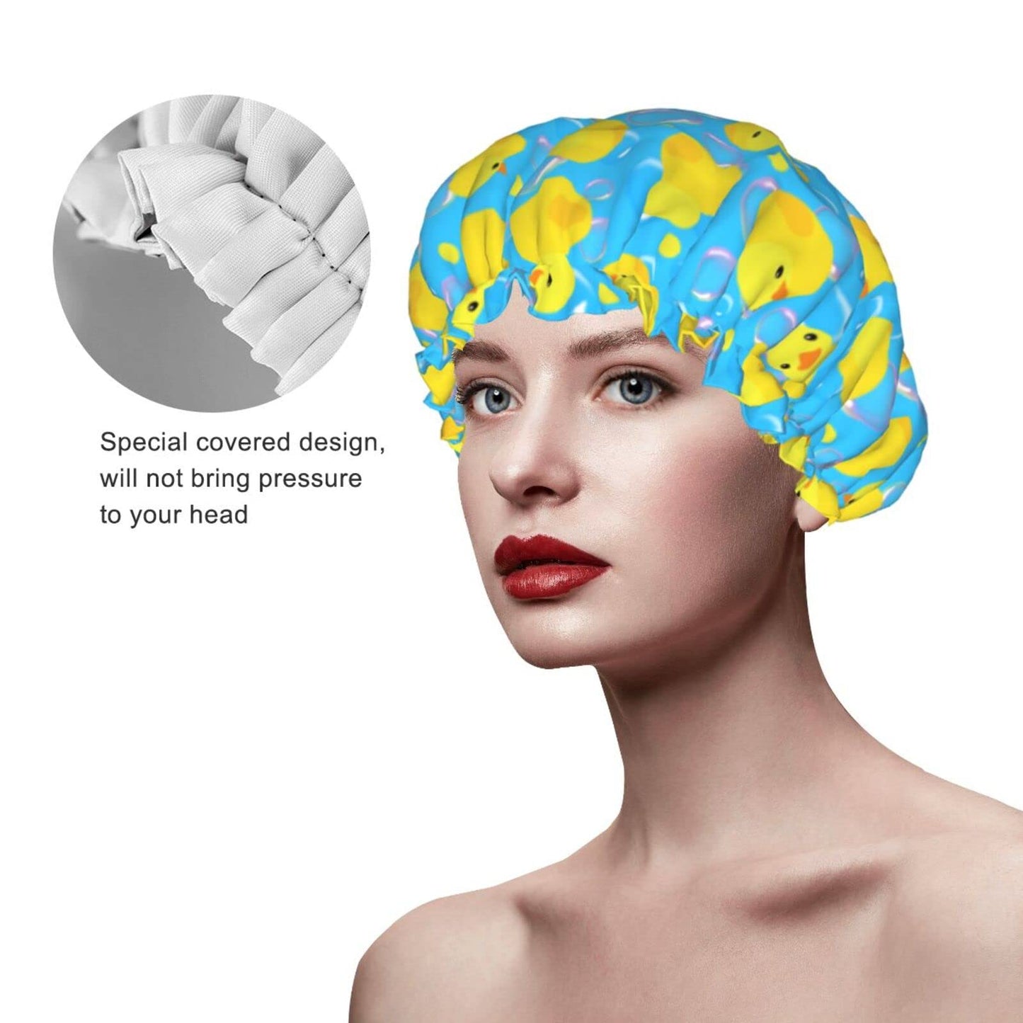 Yellow Rubber Ducks Shower Cap For Women Adjustable Double Waterproof Layers Bathing Shower Hat Hair Protection Reusable Ladies Spa Salon Shower Hat Beauty & Personal Care Wizfuyq