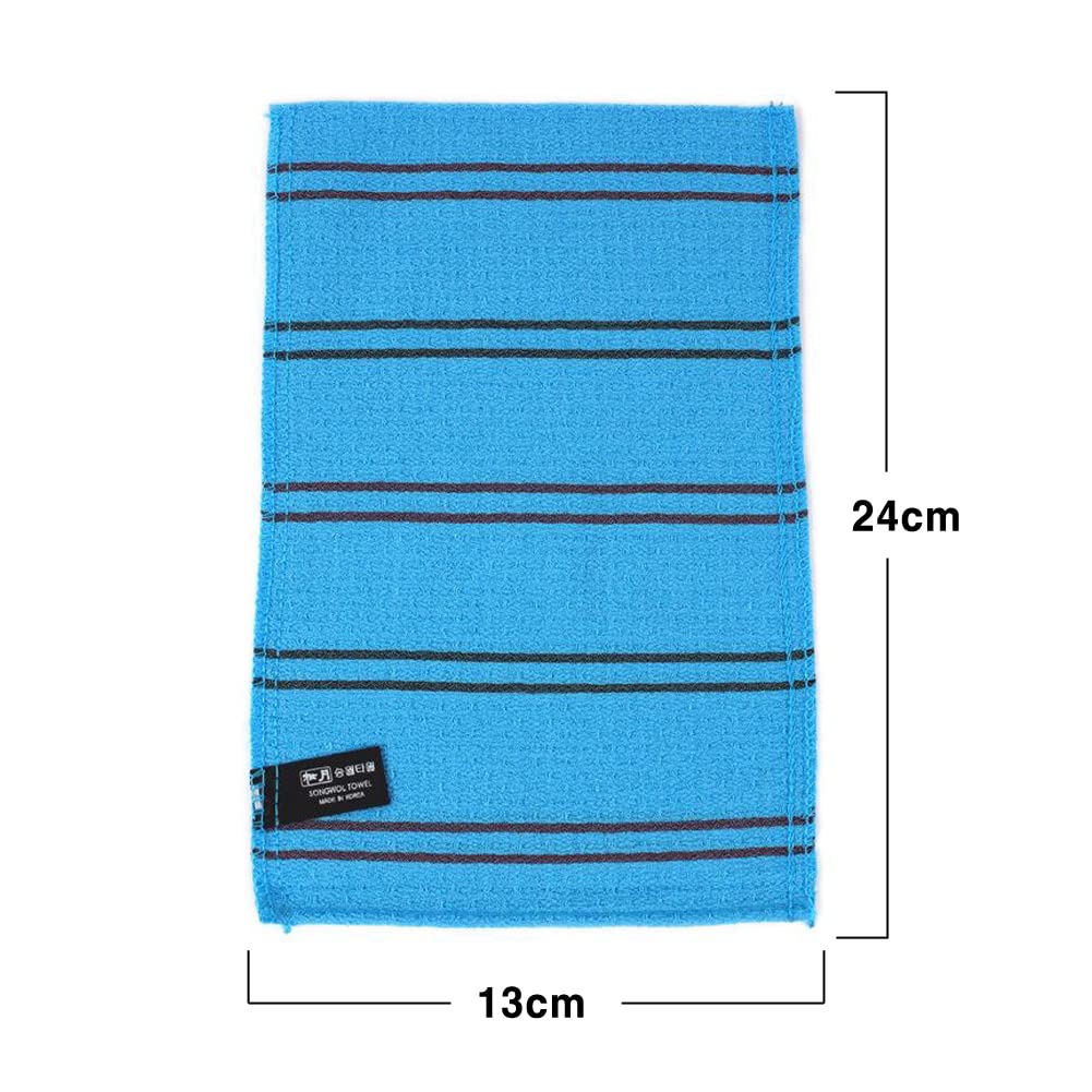 SONGWOL 10 Pack Korean Beauty Skin Large Exfoliating Bath Shower Towel Gloves Scrub Wash Clothes Made in Korea Blue Beauty & Personal Care SONGWOL