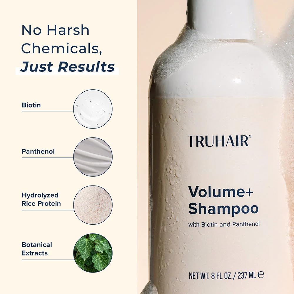 TRUHAIR Volume+ Shampoo and Conditioner Set, Biotin and Keratin Infused Hair Care Duo - Adds Lift & Body, Volumizing & Strengthening Formula Without Beauty & Personal Care Truhair