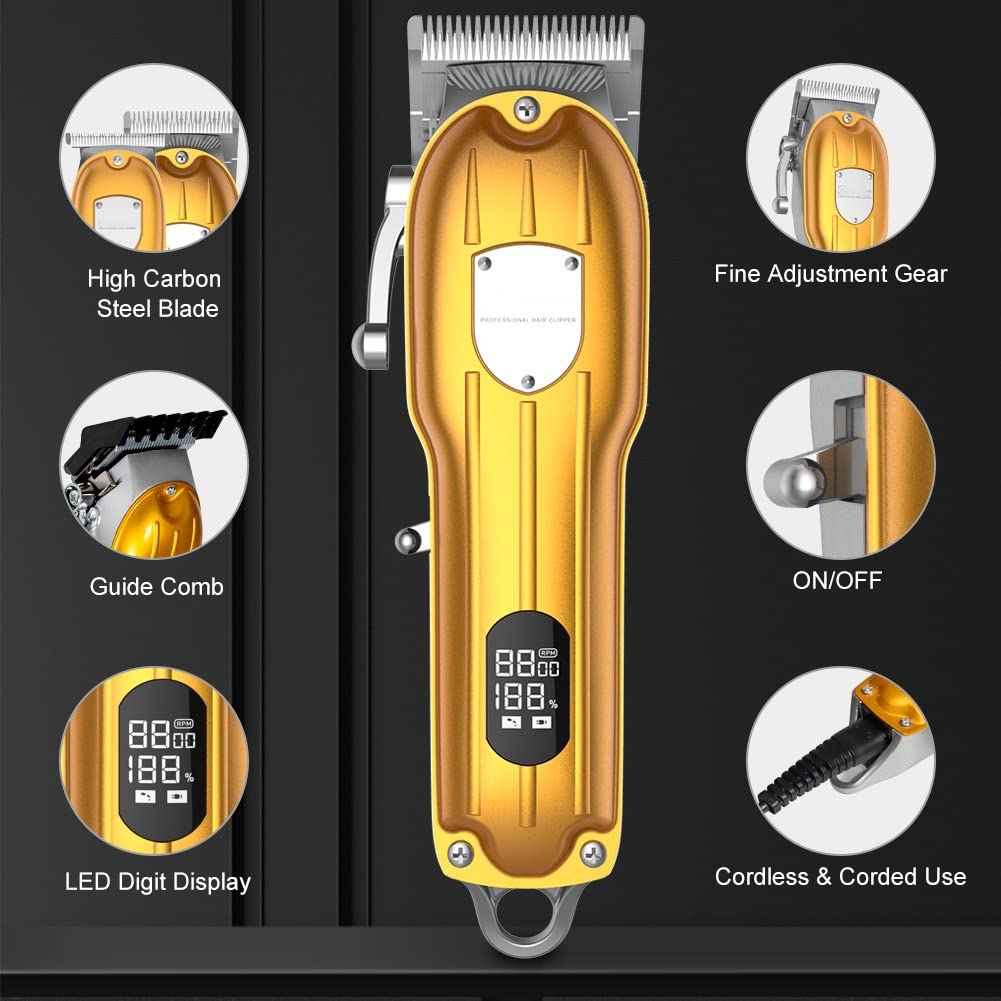 QDKVTNDJZ Hair Clippers foren, 2PCS Professional Combo kit Haircutachine Adjustable and Trimmer Grooming Kit Rechargeable Beauty and Personal Care QDKVTNDJZ