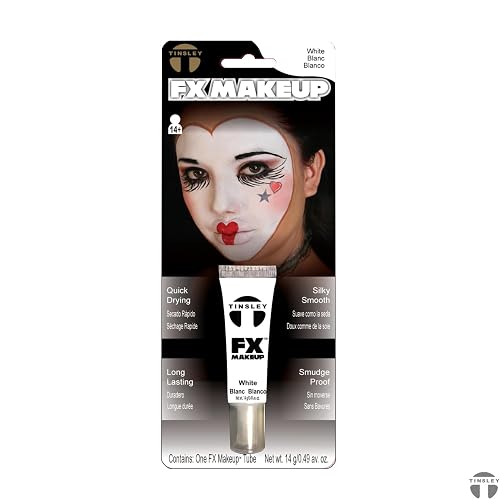 Tinsley Transfers FX Makeup Singles - White Face Paint (10 ml) - High Quality, Quick Dry, Smudge & Transfer Proof Halloween Makeup - Ideal Beauty & Personal Care Tinsley Transfers