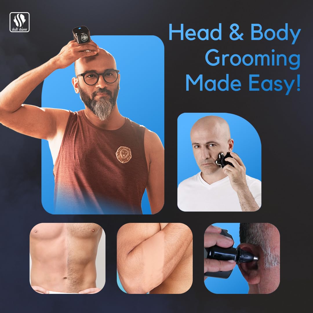 Skull Shaver Palm Shaver for Men - Head & Face Razor - Ergonomic Design - Waterproof Cordless Razor - Travel Friendly - Grooming Gift for Bald Men Beauty and Personal Care Skull Shaver