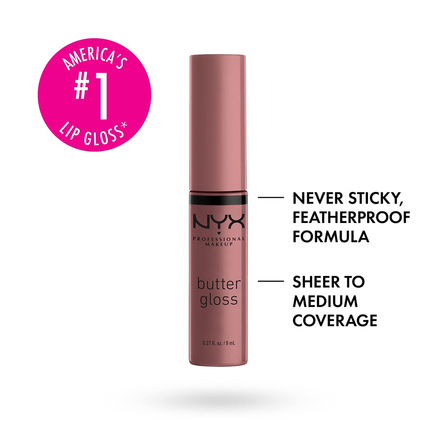 NYX PROFESSIONAL MAKEUP Butter Gloss, Non-Sticky Lip Gloss - Cinnamon Roll (Dusty Nude Mauve) Beauty & Personal Care NYX PROFESSIONAL MAKEUP