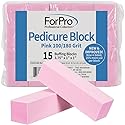 ForPro Professional Collection Pink Pedicure Block, 100/180 Grit, Three-Sided Pedicure Nail Buffer, 3.75” L x 1” W x 1” H, 15-Count Beauty & Personal Care ForPro Professional Collection