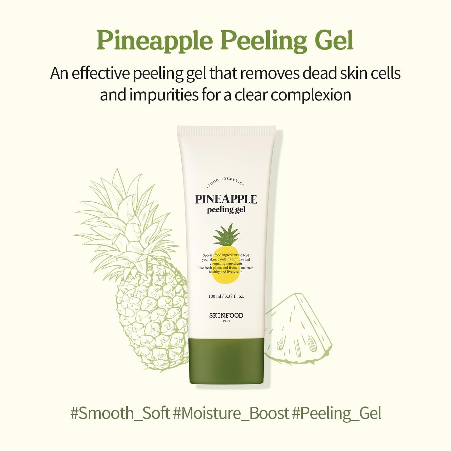 SKINFOOD Pineapple Peeling Gel 3.38 fl.oz. (100ml) - Pineapple & Aloe AHA Deep Facial Exfoliating Gel, Eliminates Sebum, Skin Clear and Blemish-Free Beauty & Personal Care SKINFOOD 1957