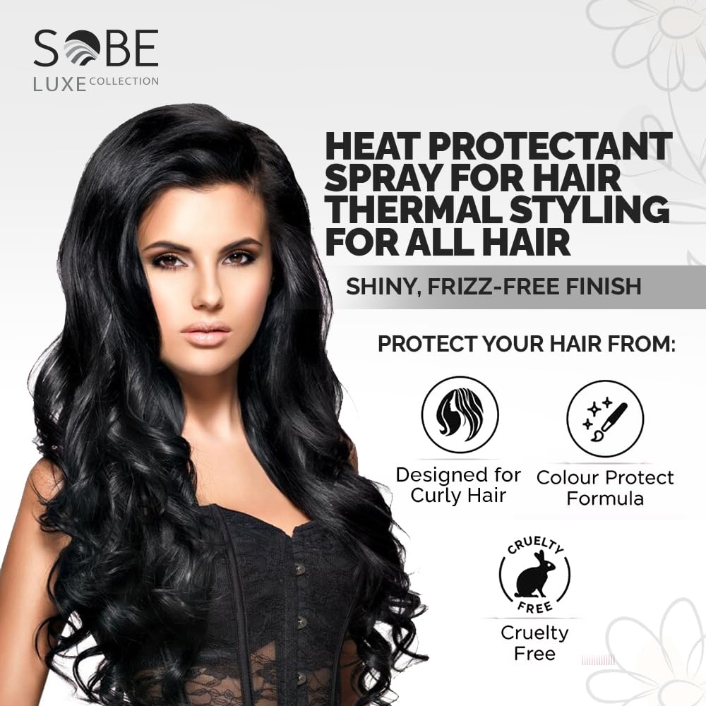 SOBE LUXE COLLECTION Heat Protectant Spray, 8 Fl Oz - Blow Dry, Thermal Styling For All Hair Types, Leaves Hair Shiny, Frizz-Free and Smooth Finish Beauty & Personal Care SOBE LUXE COLLECTION