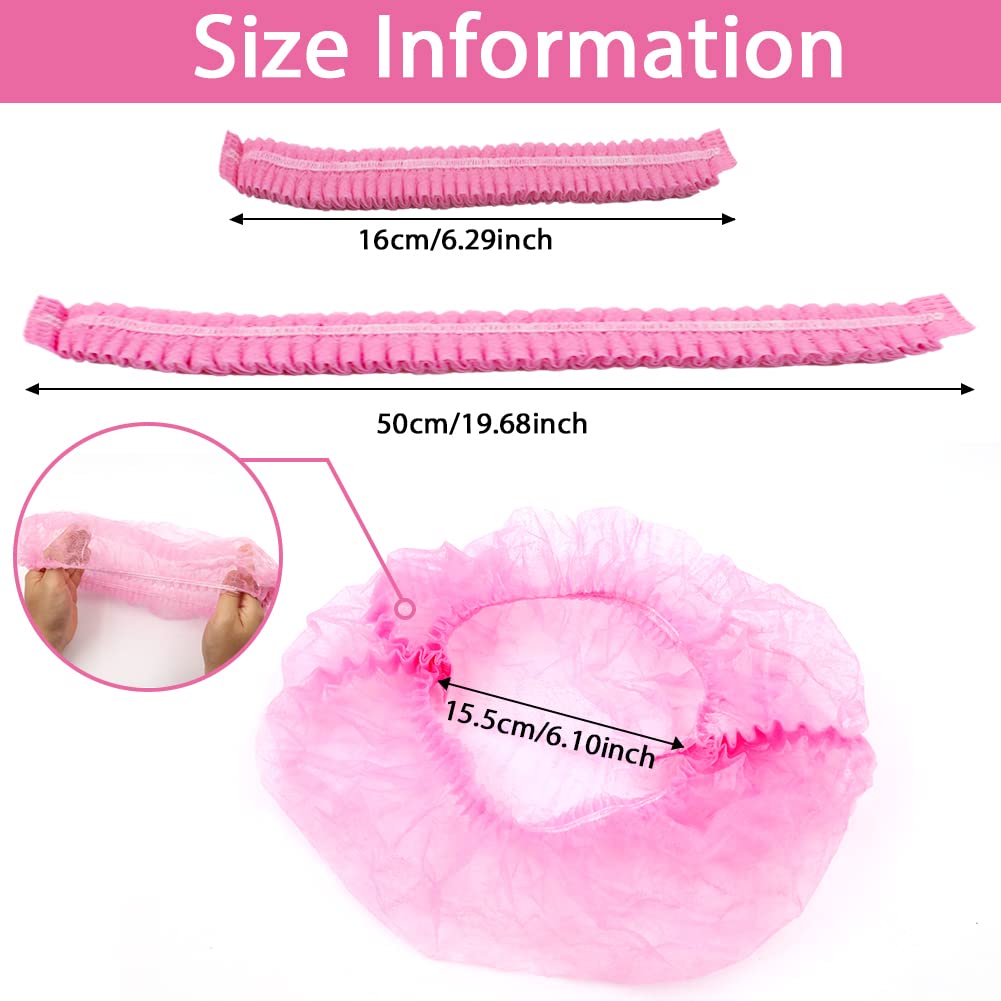 Abnaok Non Woven Disposable Dust Caps, 100 PCS Elastic Caps for Food Industries, Medical Works - Pleated Anti Dust Hat Set Universal Size(Pink) Beauty & Personal Care Abnaok