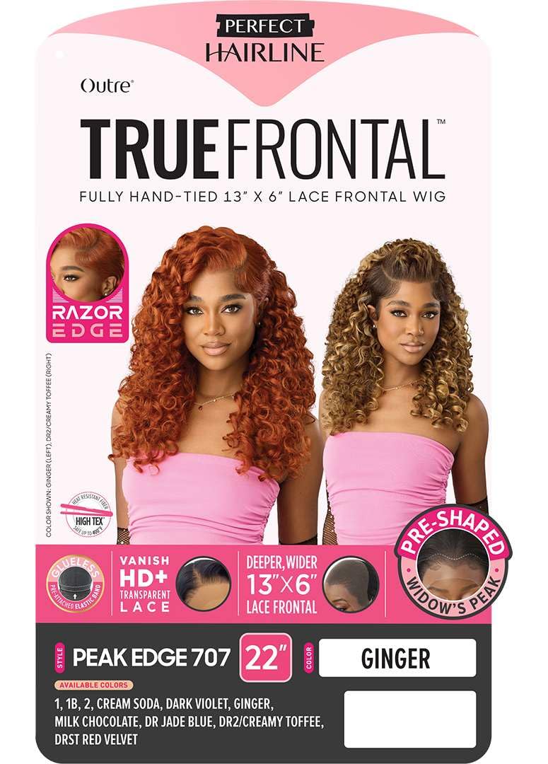 Outre Lace Front Wig -Perfect Hair Line 13X6 - True Frontal Peak Edge 707 (JET BLACK 1)