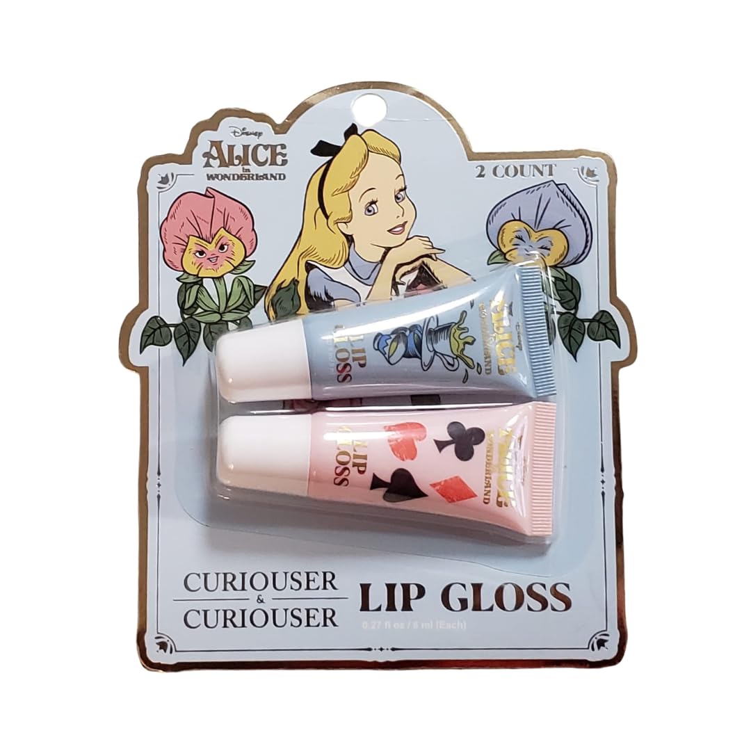 Disney Alice in Wonderland Lip Gloss Set, 2 Count, Curiouser & Curiouser, Pink and Blue Gloss Duo, 0.27 fl oz / 8 mL Each Beauty & Personal Care Disney Alice in Wonderland