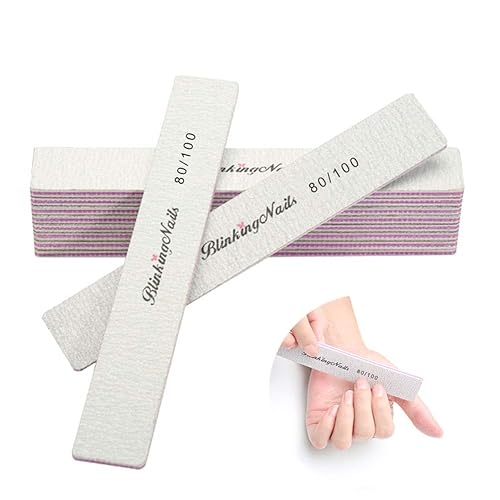 10Pcs Nail File 80/100 Grit Professional Nail Files and Buffers for Natural Nails, Double Sides Washable Block Disposable Nail Files for Nail Art DIY Beauty & Personal Care BlinkingNails