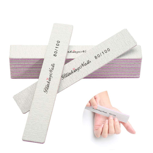 10Pcs Nail File 80/100 Grit Professional Nail Files and Buffers for Natural Nails, Double Sides Washable Block Disposable Nail Files for Nail Art DIY Beauty & Personal Care BlinkingNails