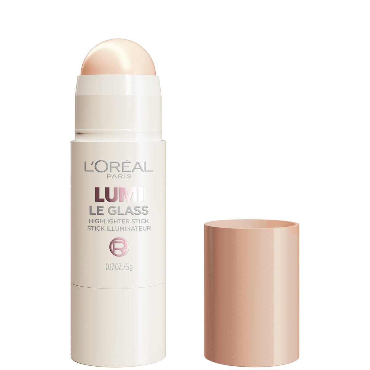 L'Oreal Paris True Match Lumi Le Glass Highlighter Stick, Reflective, Translucent, Glassy Highlighter for Face and Body, 610 Glassy Pearl Eclat, 0.17
