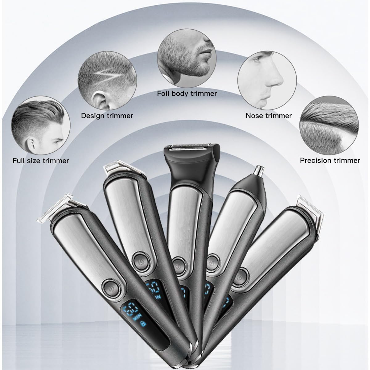 QDKVTNDJZ Hair Clippers for Men, 5 in 1 Adjustable Beard Trimmer for Body Groomer Electirc Shaver Facial Nose Ear Eyebrow Rechargeable Beauty and Personal Care QDKVTNDJZ