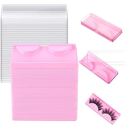 LapangZi 50Pcs False Eyelash Case Lash Boxes Packaging Wholesale Eyelash Holder Storage Box Empty Plastic Case Unit Container Makeup Organizer Beauty & Personal Care LapangZi