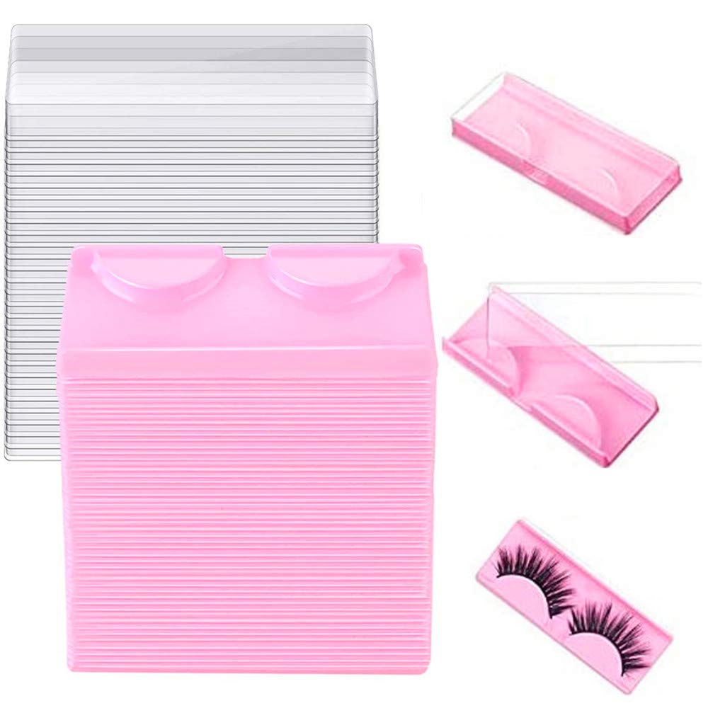 LapangZi 50Pcs False Eyelash Case Lash Boxes Packaging Wholesale Eyelash Holder Storage Box Empty Plastic Case Unit Container Makeup Organizer Beauty & Personal Care LapangZi