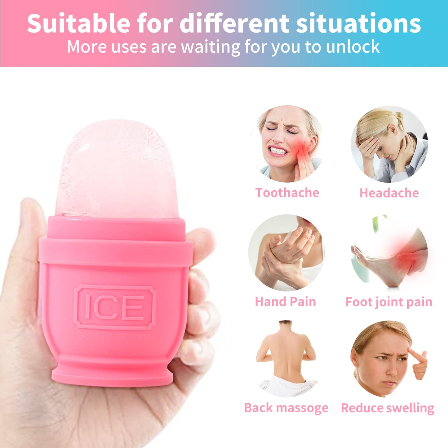 BFASU 2 Packs Face and Body Ice Roller, Silicone Ice Cube for Puffiness, Pain Relief, Cold Therapy Ice Cup Molds Massage Tool Beauty & Personal Care BFASU