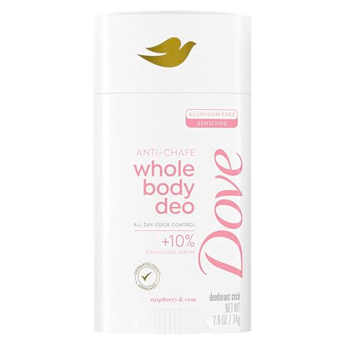 Dove Whole Body Deo Aluminum Free Anti-Chafe Deodorant Stick Raspberry & Rose for 72h Odor Control 2.6 Oz Beauty and Personal Care Dove