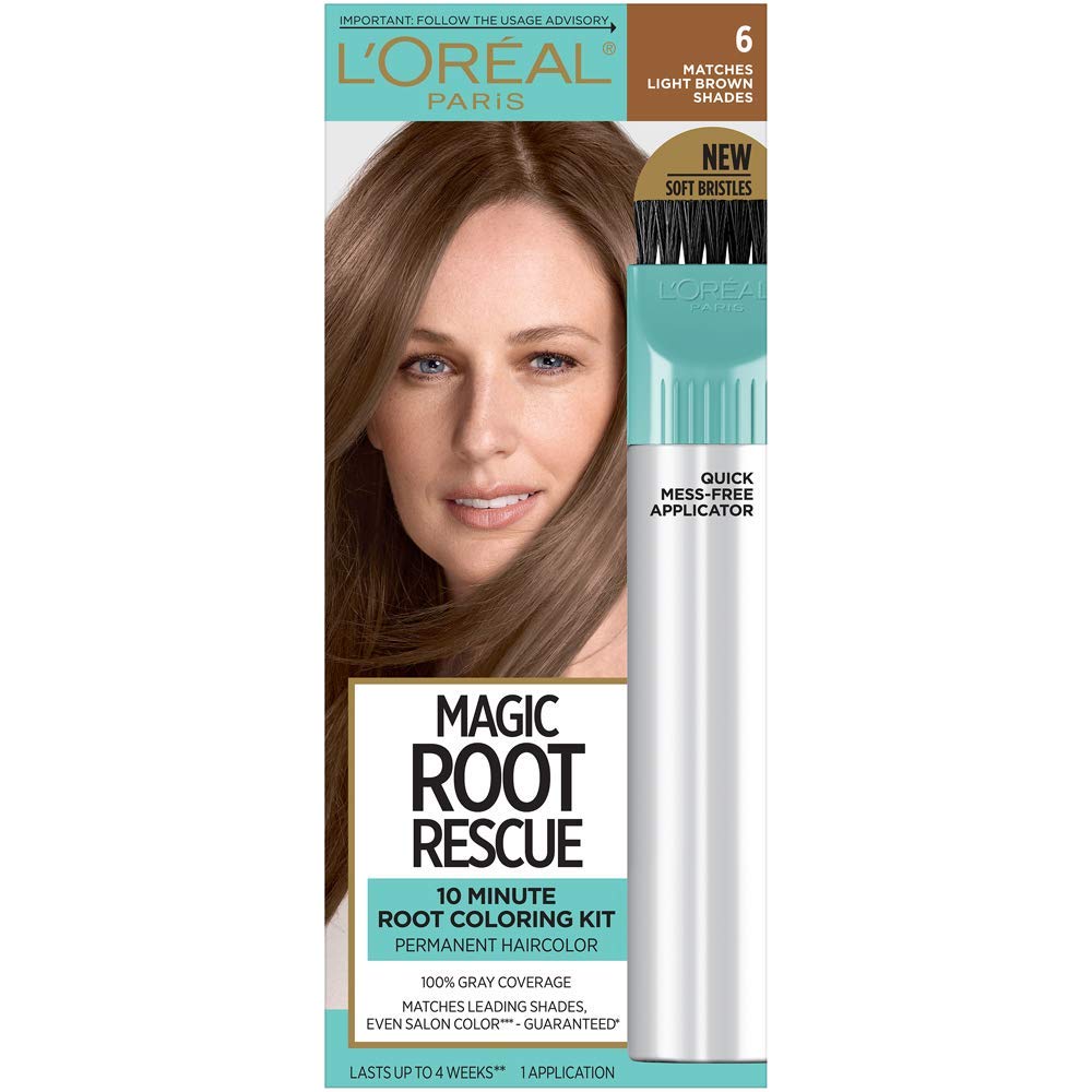 L'Oreal Paris Magic Root Rescue 10 Minute Root Hair Coloring Kit, Permanent Hair Color with Quick Precision Applicator, 100 percent Gray Coverage, 6 Beauty & Personal Care L'Oreal Paris