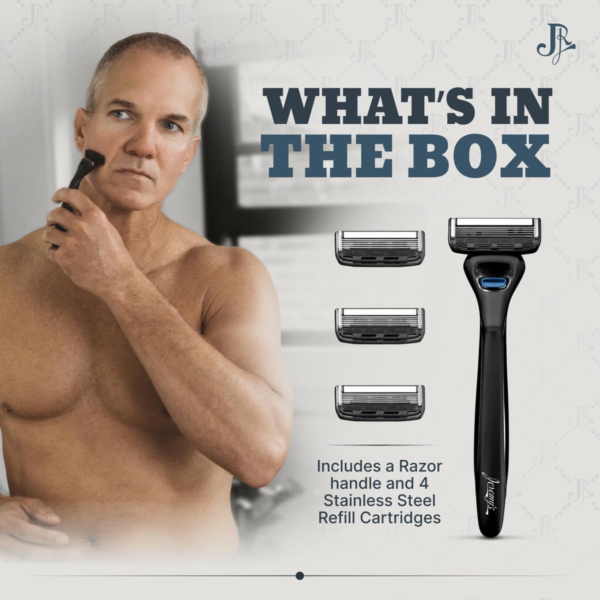 Jeremy's Razors for Men: Precision 5 Blade Razor - Stainless Steel Blades, Lubricating Strip, Precision Trimmer - Men's Shaving Kit, Travel Face Body Beauty and Personal Care Jeremy's