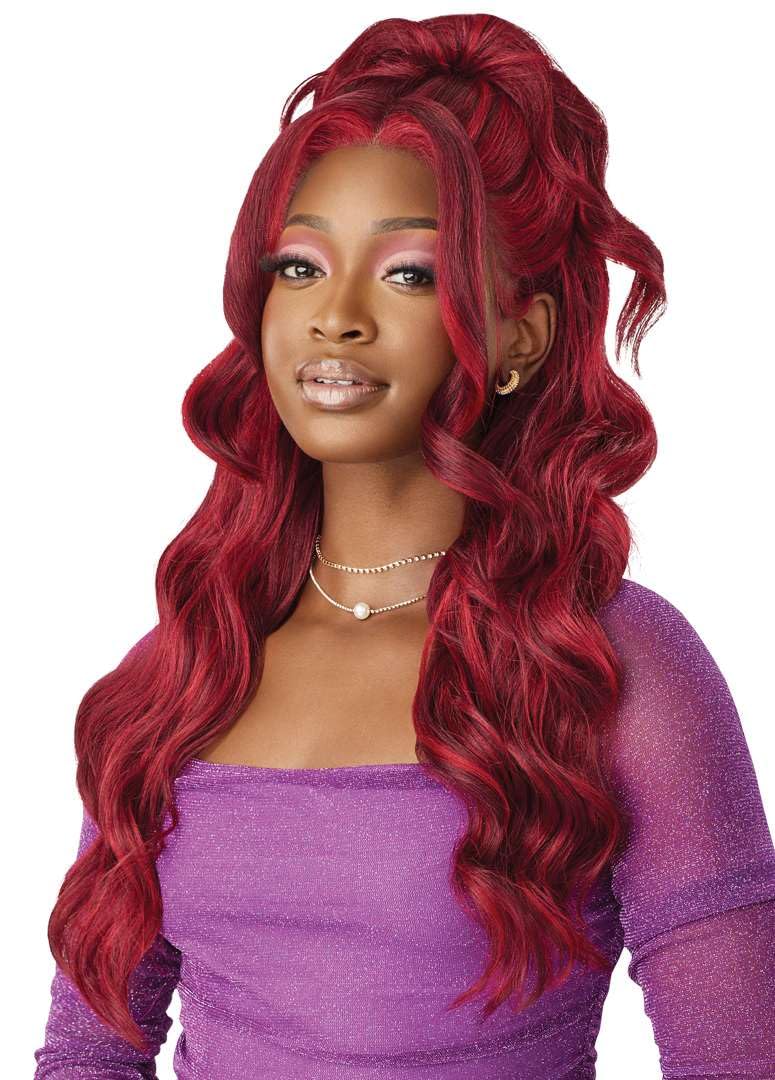 Outre Lace Front Wig - Perfect Hair Line 13X4 - Swoop Series - Swoop 8 (1B/DRFF SAPPHIRE FROST)