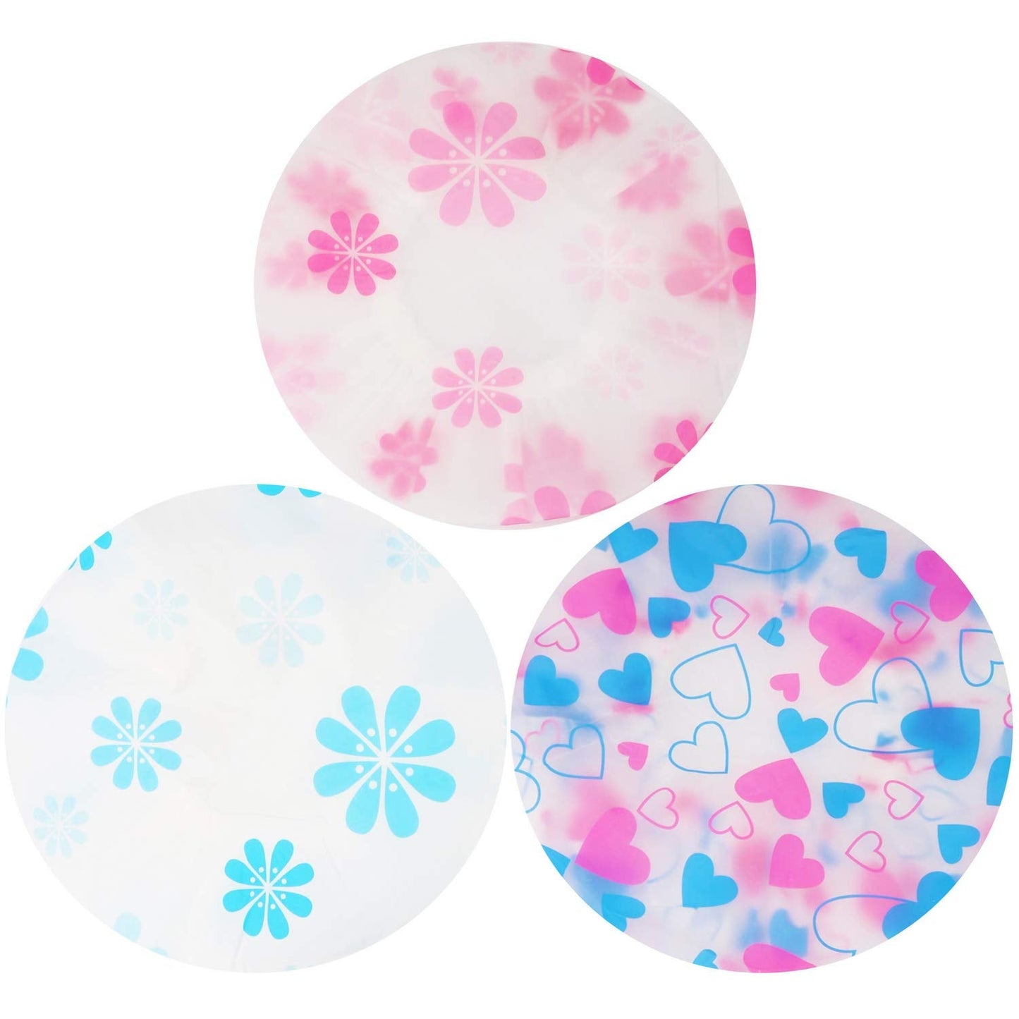 Shower Caps, 3 Pcs Waterproof Bath Caps Plastic Reusable Shower Caps Elastic Band Bath Hair Hat for Women Ladies Spa Salon Beauty & Personal Care Pengxiaomei