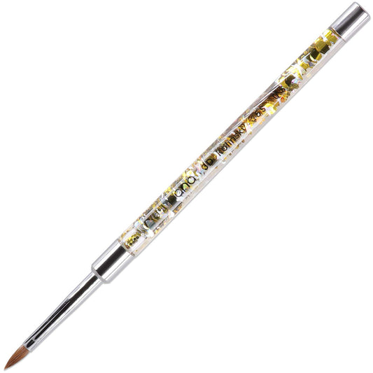 PANA Kolinsky 3D Acrylic Nail Brushes with Liquid Glitter Handle - For Professional Acrylic Powder Liquid Manicure Pedicure (Gold Color, Size #5)