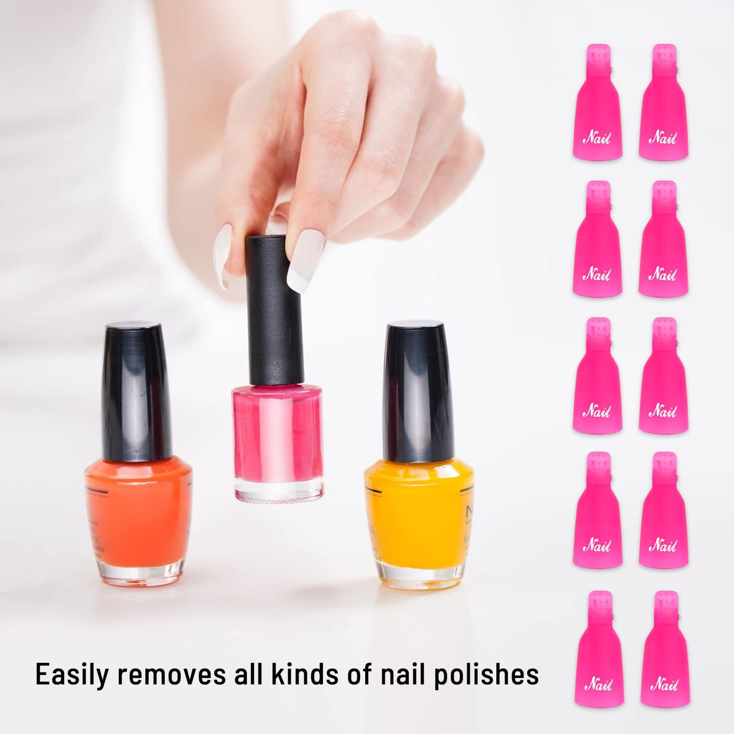 (10 Pcs Pink) Plastic Acrylic Nail Art Soak Off Cap Clip UV Gel Polish Remover Wrap Tool Gel Nail Polish Remover Clips for Fingernail Removal Soak Off Beauty & Personal Care Ponjowl