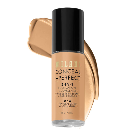 Milani Conceal + Perfect 2-in-1 Foundation + Concealer for a Flawless Complexion, Under Eye Corrector, Cover Redness and Imperfections, Waterproof Beauty & Personal Care Milani