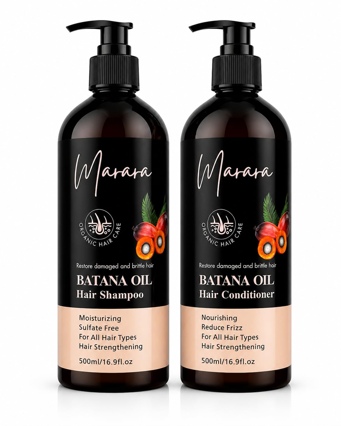 marara Batana Oil Hair Shampoo and Conditioner Set - Herbal Shampoo and Conditioner for Thinning Hair for Women & Men Hair Loss, Hair Thickening Beauty & Personal Care marara