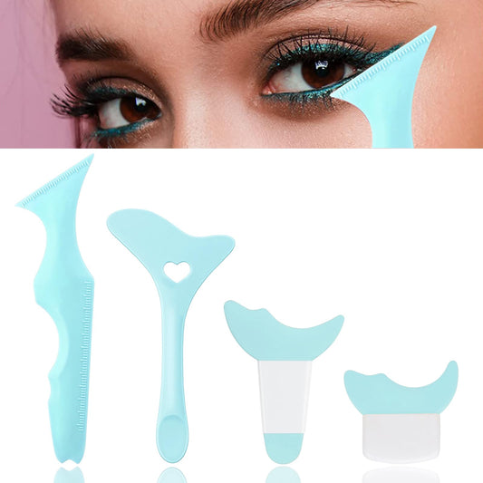 4Pcs Reusable Silicone Eyeliner Stencils - Mascara Shield Guard, Eyelash Lipstick Eyeshadow Applicators Aid Tool - Multifunctional Eye Makeup Tool Beauty & Personal Care ONEUPIN