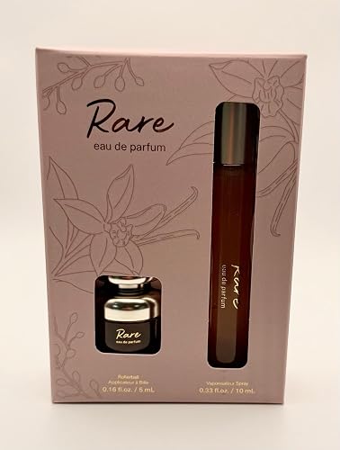 Rare Eau de Parfum Set - Warm & Spicy Vanilla Ginger Scent with Sandalwood & Musk Notes, 10mL Spray + 5mL Rollerball Beauty & Personal Care Rare Beauty