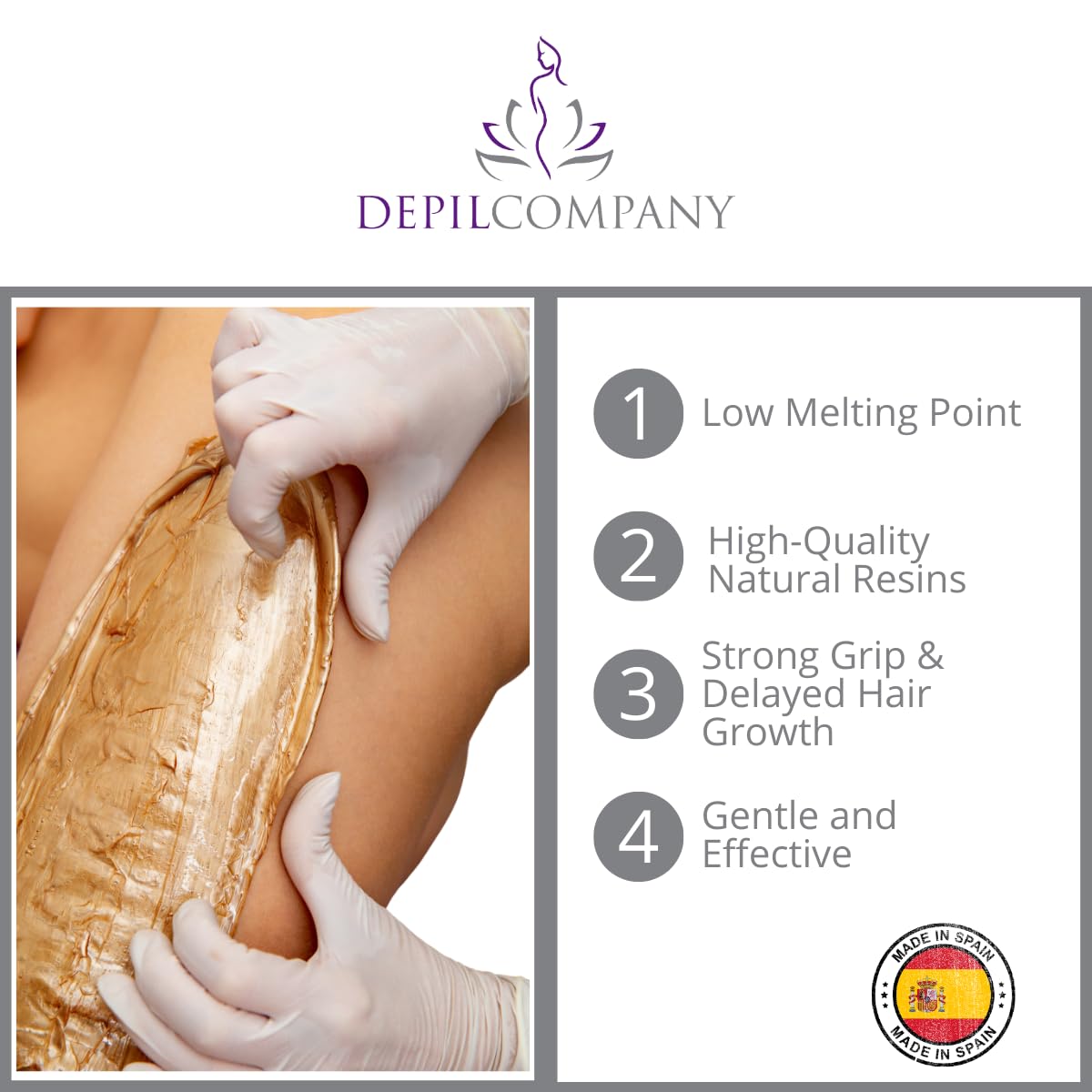 Depilcompany Gold, Natural Hard Hair Removal Wax, Low Melting Point, For Hair Removal Anywhere On The Body, 2.2 Pounds Beauty and Personal Care DEPILCOMPANY