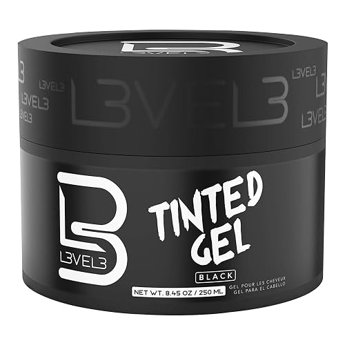L3 Level 3 Black Tinted Hair Gel - Cover Grays Instantly & Style with Strong Hold - Temporary Color - Adds Volume, Texture & Shine - Flake-Free Beauty & Personal Care L3