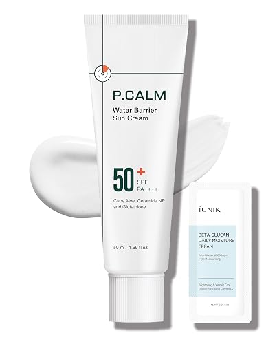 P.CALM Water Barrier Moisturizing Sun Cream Matte-Finish No White Cast SPF 50+ PA++++ Vegan Calming Moisture Daily Sunscreen for Dry Oily Sensitive Beauty & Personal Care P.CALM