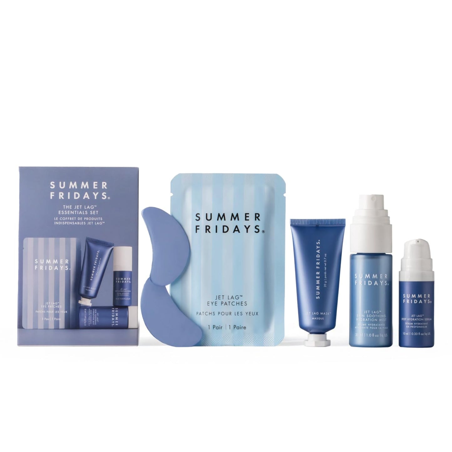 Summer Fridays Jet Lag™ Essentials - Mini Hydrating Skin Care Set With Jet Lag™ Mask, Eye Patches, Deep Hydration Face Serum & Hydration Mist - Travel Beauty & Personal Care Summer Fridays