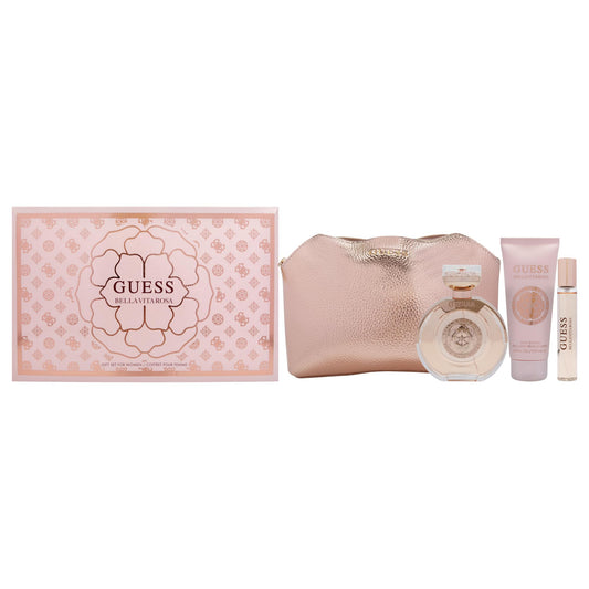 Guess Bella Vita Rosa by Guess for Women - 4 Pc Gift Set 3.4oz EDT Spray, 0.5oz EDT Travel spray, 3.4oz Body Lotion, Pouch Beauty & Personal Care GUESS