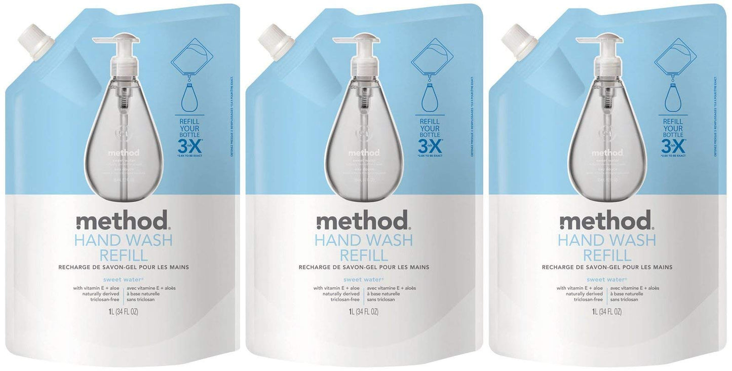 Method Gel Hand Soap Refill, Sweet Water, 34 Fl Oz (Pack of 3) Beauty & Personal Care Method