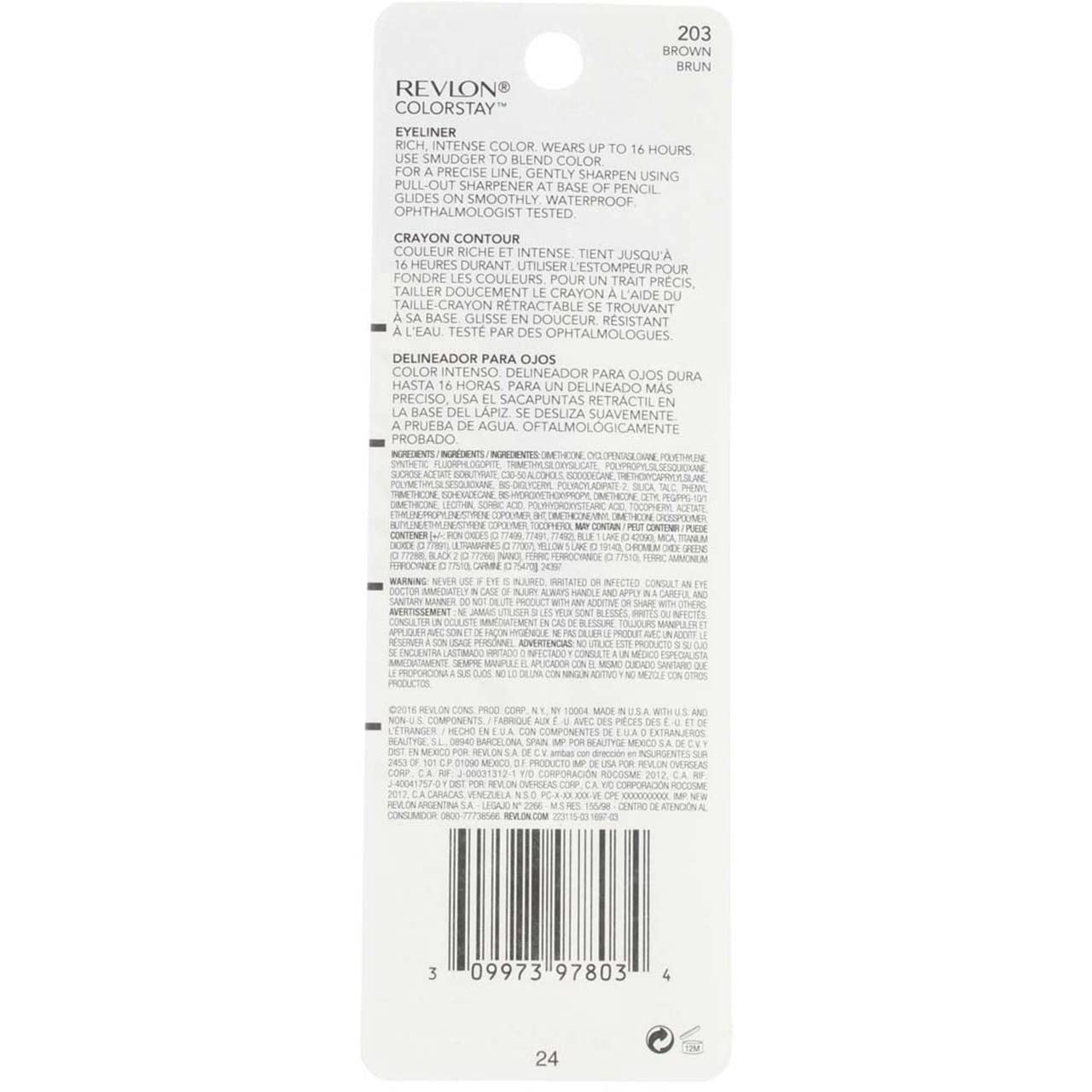Revlon ColorStay Eyeliner Pencil, Brown [203], 0.01 oz (Pack of 2) Beauty & Personal Care REVLON