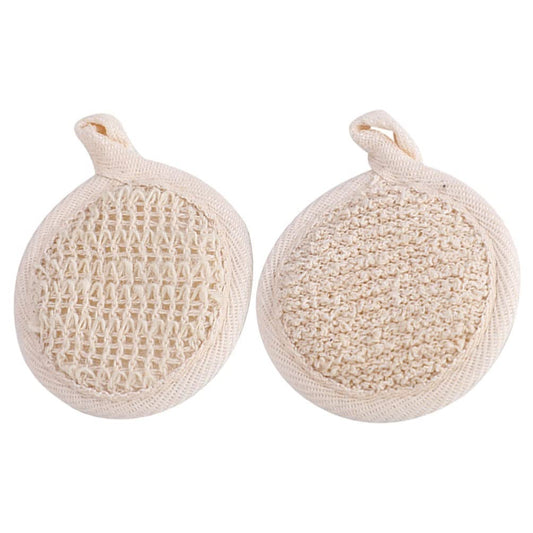 Wash Face Scrubber 2pcs Exfoliating Loofah Sponge Pads Round Bath Shower Loofah Sponge Pad Body Cleaning Scrubber Bath Ball Scrub Beauty and Personal Care Healvian
